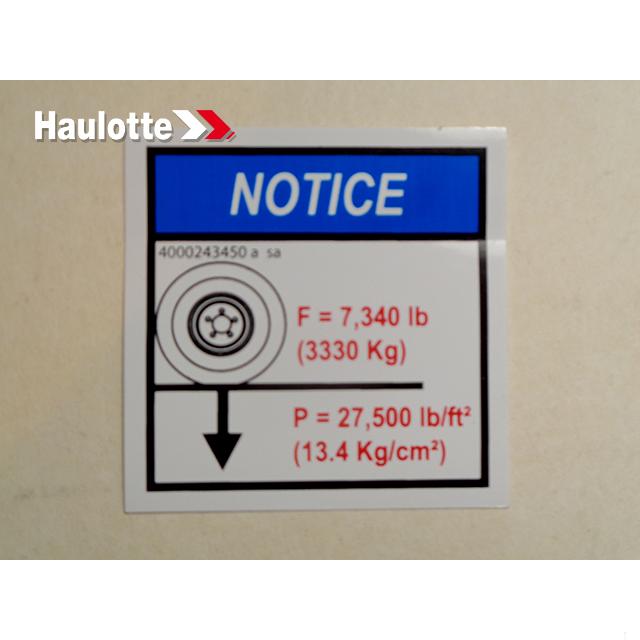 Haulotte Part # 4000243450 - LABEL