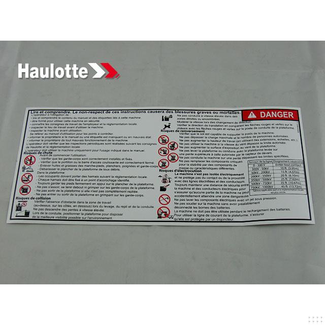 Haulotte Part # 4000243680 - INSTRUCTION LABEL