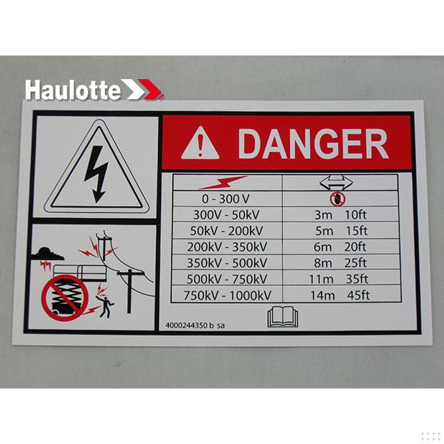 Haulotte Part # 4000244350 - ELECTROCUTION DANGER