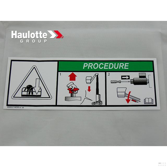 Haulotte Part # 4000274030 - LABEL