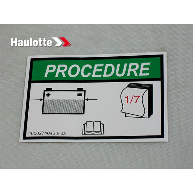 Haulotte Part # 4000274040 - INFORMATION EXPLANATION