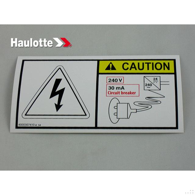 Haulotte Part # 4000307410 - ELECTROCUTION RISK LABEL