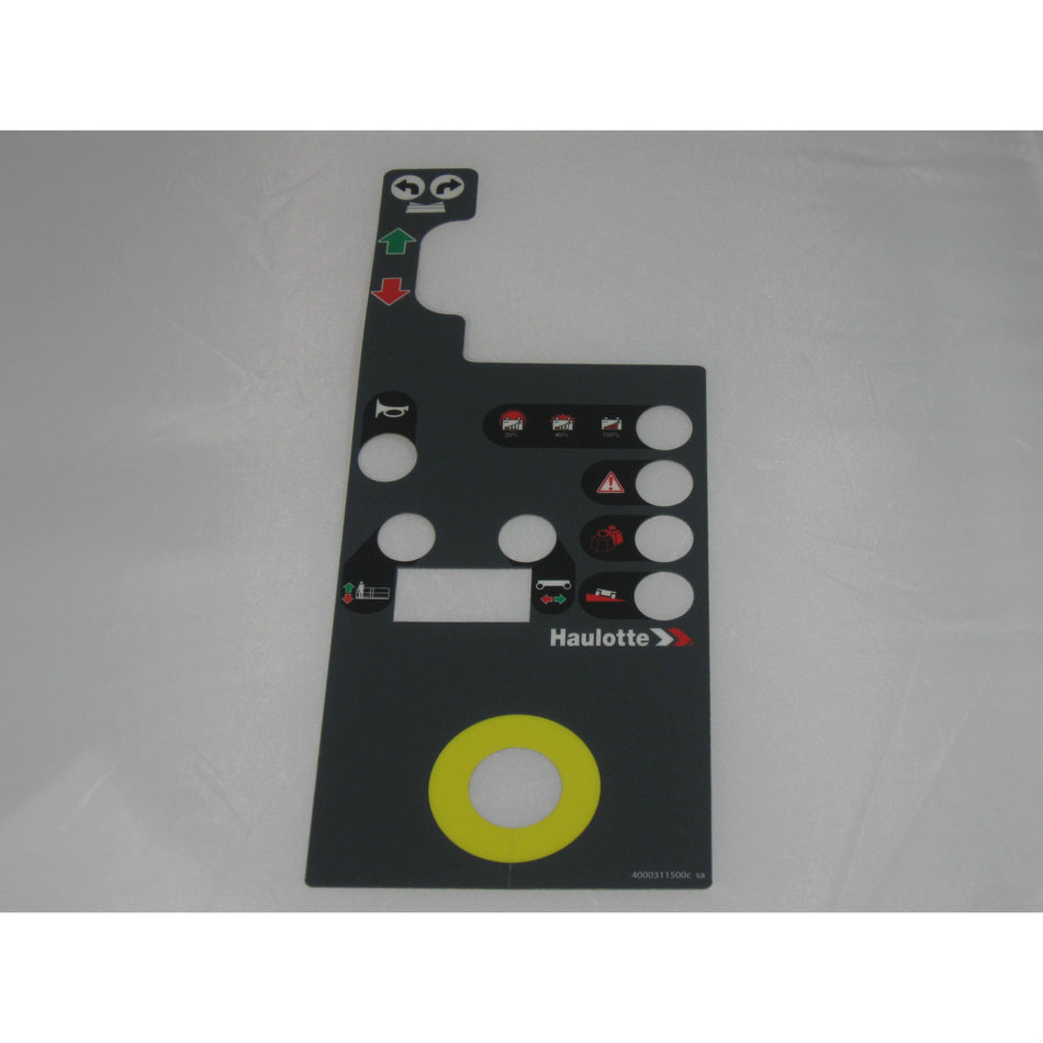 Haulotte Part # 4000311500 - UPPER CONTROL BOX LABEL
