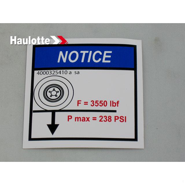 Haulotte Part # 4000325410 - GROUND PRESSURE LOAD 10US