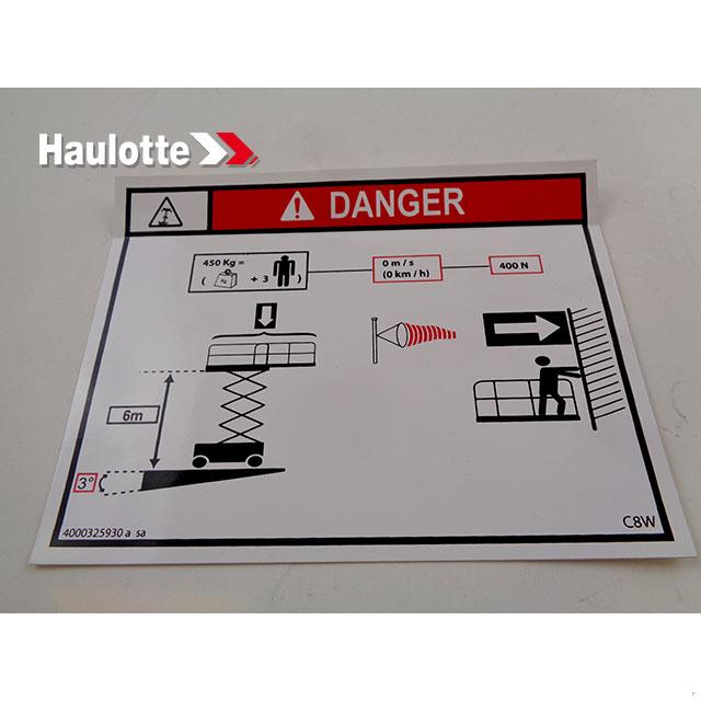 Haulotte Part # 4000325930 - LOAD HEIGHT