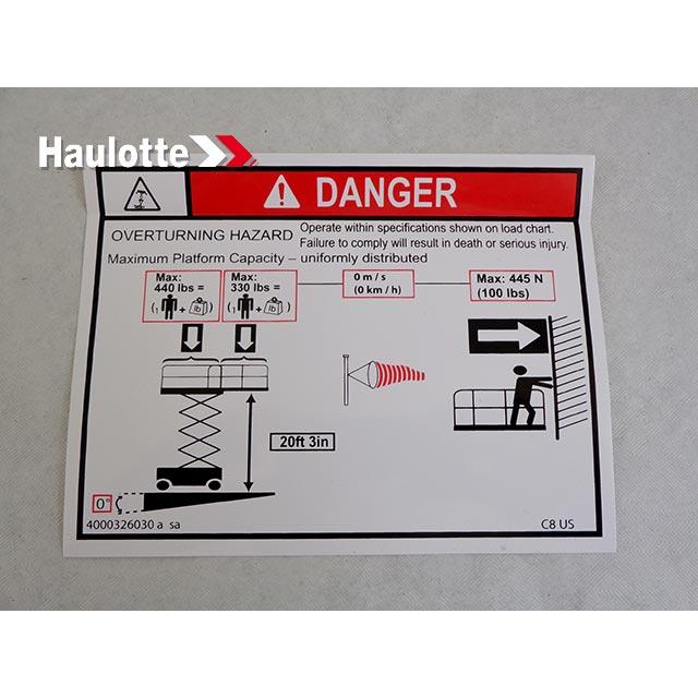 Haulotte Part # 4000326030 - LOAD HEIGHT
