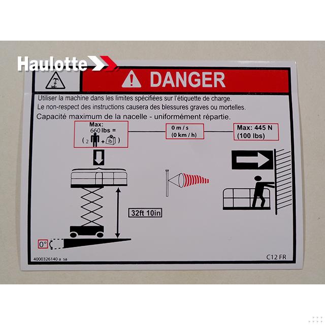 Haulotte Part # 4000326140 - LOAD HEIGHT C12 see 4000701060