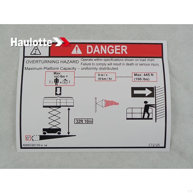 Haulotte Part # 4000326150 - LOAD HEIGHT C12 see 4000701060