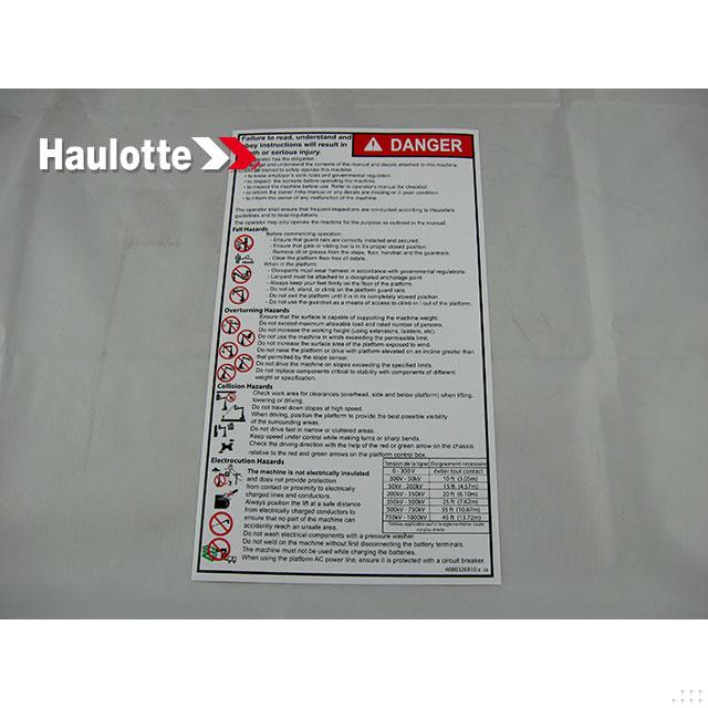 Haulotte Part # 4000326910 - TROUBLESHOOTING