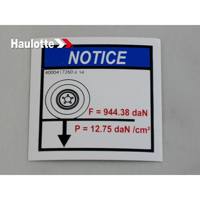 Haulotte Part # 4000417260 - GROUND PRESSURE LOAD