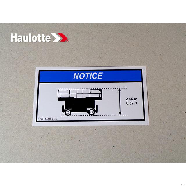 Haulotte Part # 4000417310 - INFORMATION EXPLANATION C10DX