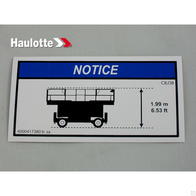 Haulotte Part # 4000417380 - INFORMATION EXPLANATION C8