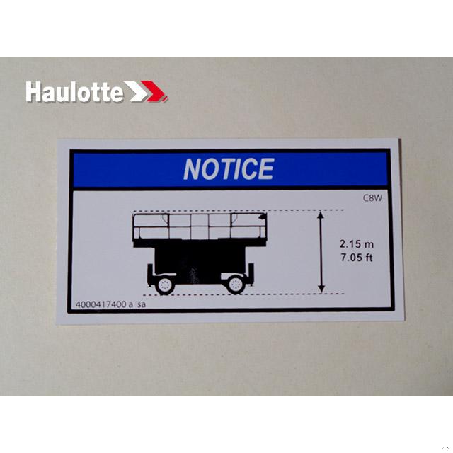 Haulotte Part # 4000417400 - INFORMATION EXPLANATION C8W