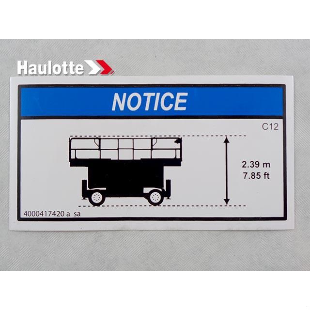 Haulotte Part # 4000417420 - INFORMATION EXPLANATION C12