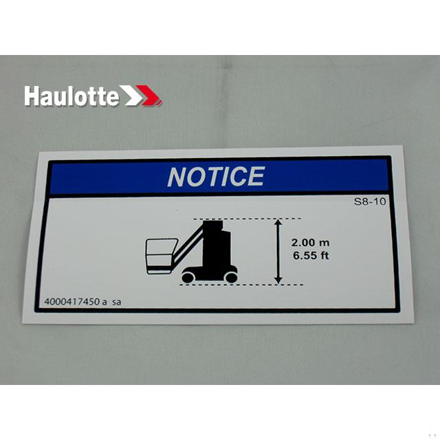Haulotte Part # 4000417450 - INFORMATION EXPLANATION 8 10