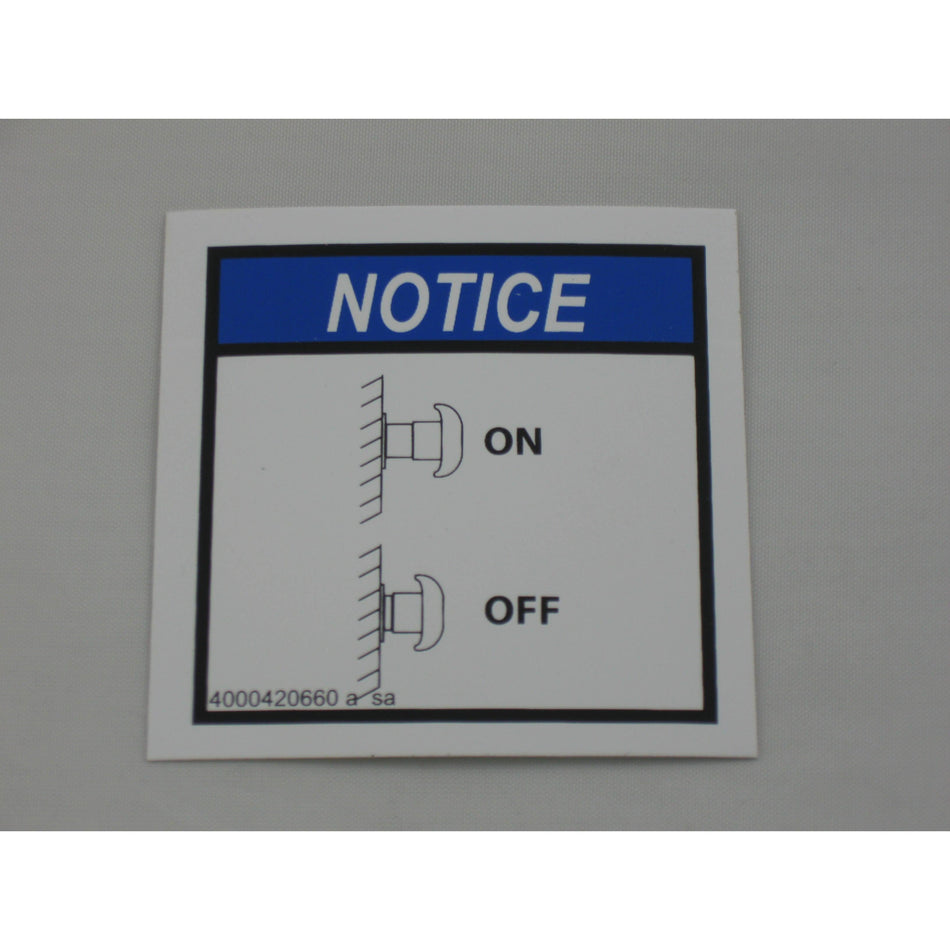 Haulotte Part # 4000420660 - ESTOP ON OFF DECAL
