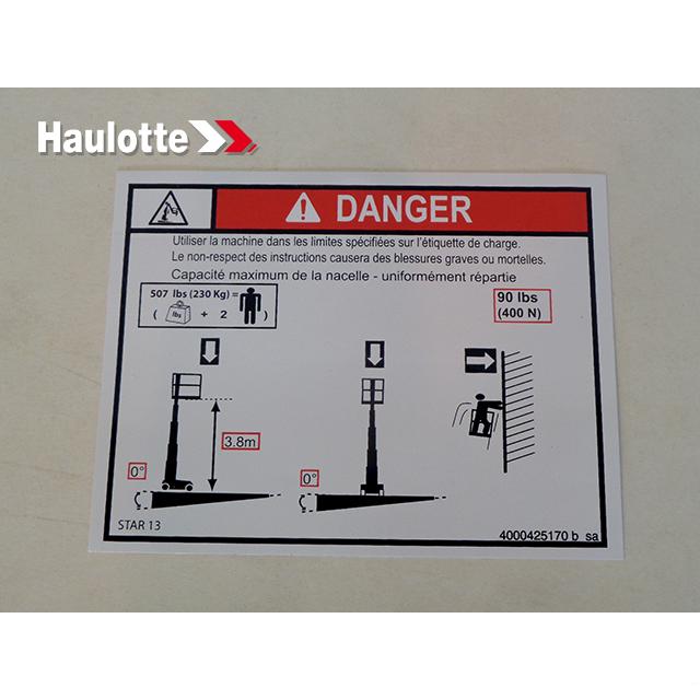 Haulotte Part # 4000425170 - LOAD HEIGHT 6