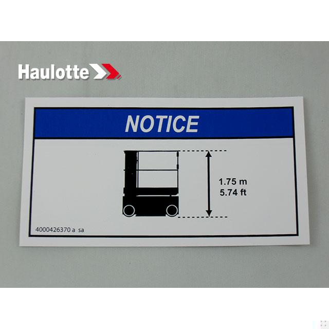 Haulotte Part # 4000426370 - INFORMATION EXPLANATION