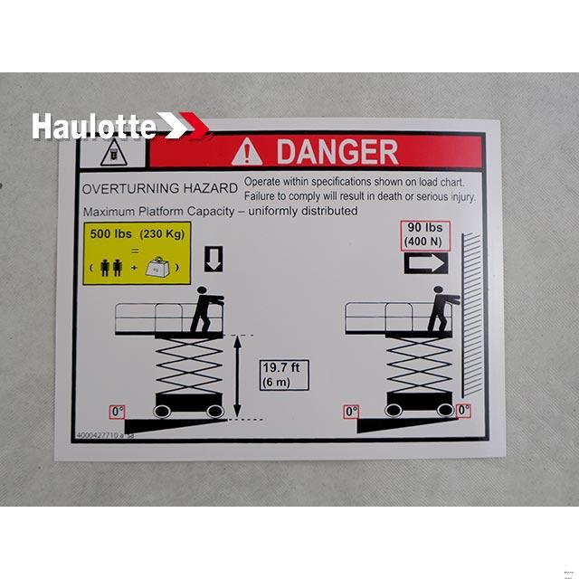 Haulotte Part # 4000427710 - LOAD HEIGHT