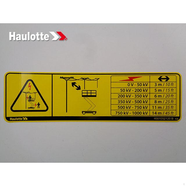 Haulotte Part # 4001052120 - ELECTROCUTION DANGER