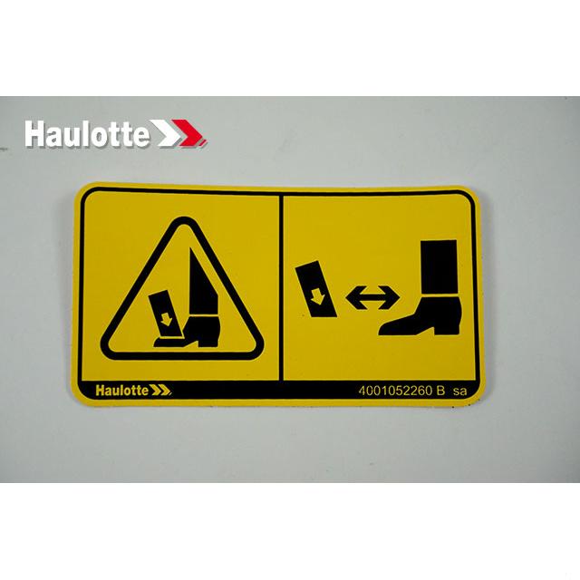Haulotte Part # 4001052260 - FEET INJURY LABEL