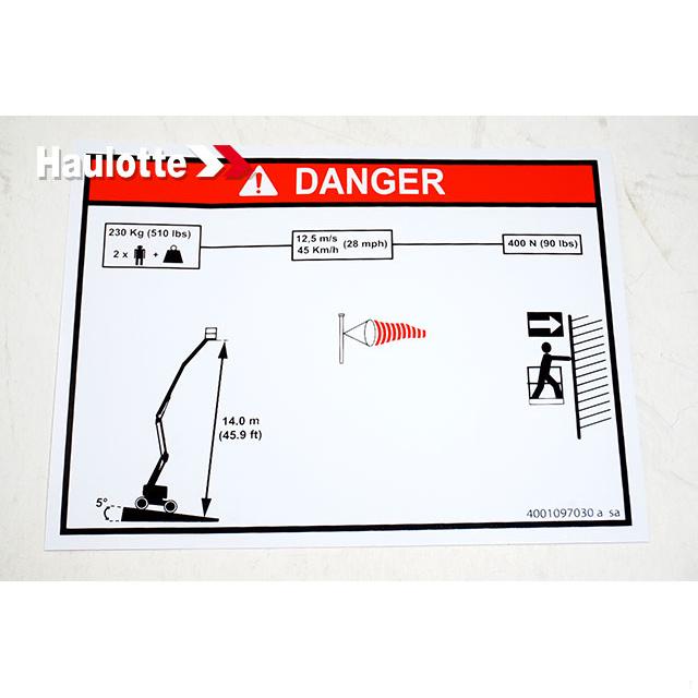 Haulotte Part # 4001097030 - LOAD HEIGHT