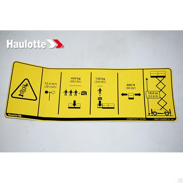 Haulotte Part # 4001124950 - LOAD HEIGHT