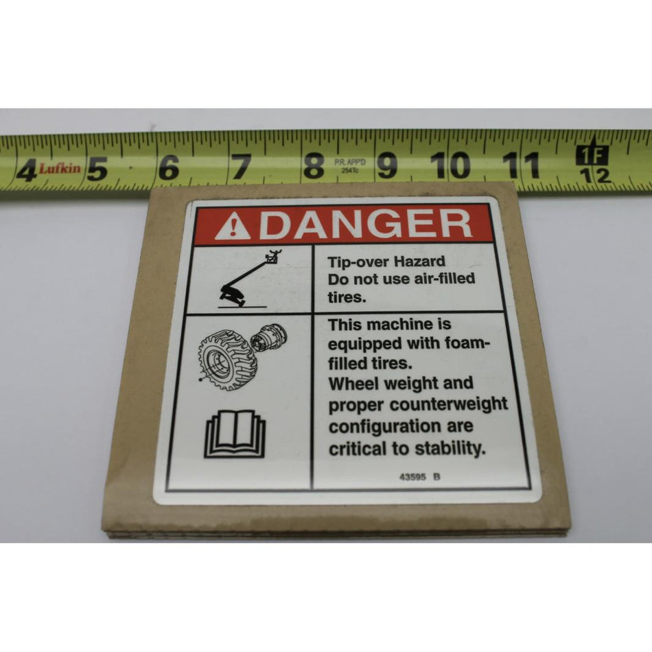 Genie Part # 43595. 43595GT - DECAL.DANGER.TIP-OVER.TIRES***
