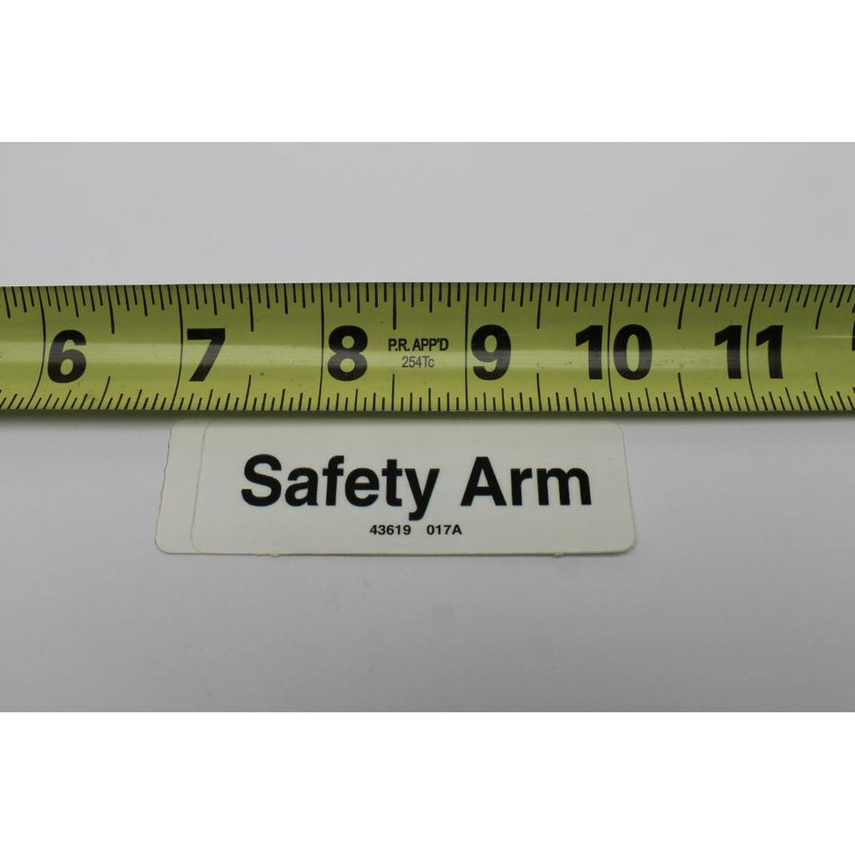 Genie Part # 43619. 43619GT - DECAL LABEL SAFETY ARM