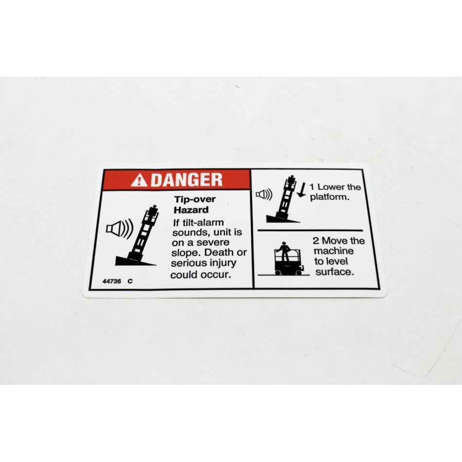 Genie Part # 44736. 44736GT - DECAL.DANGER.TIP-OVER.TILT