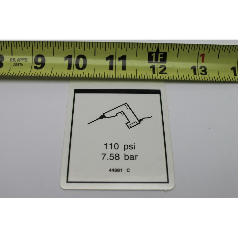 Genie Part # 44981. 44981GT - DECAL LABEL AIRLINE 110PSI