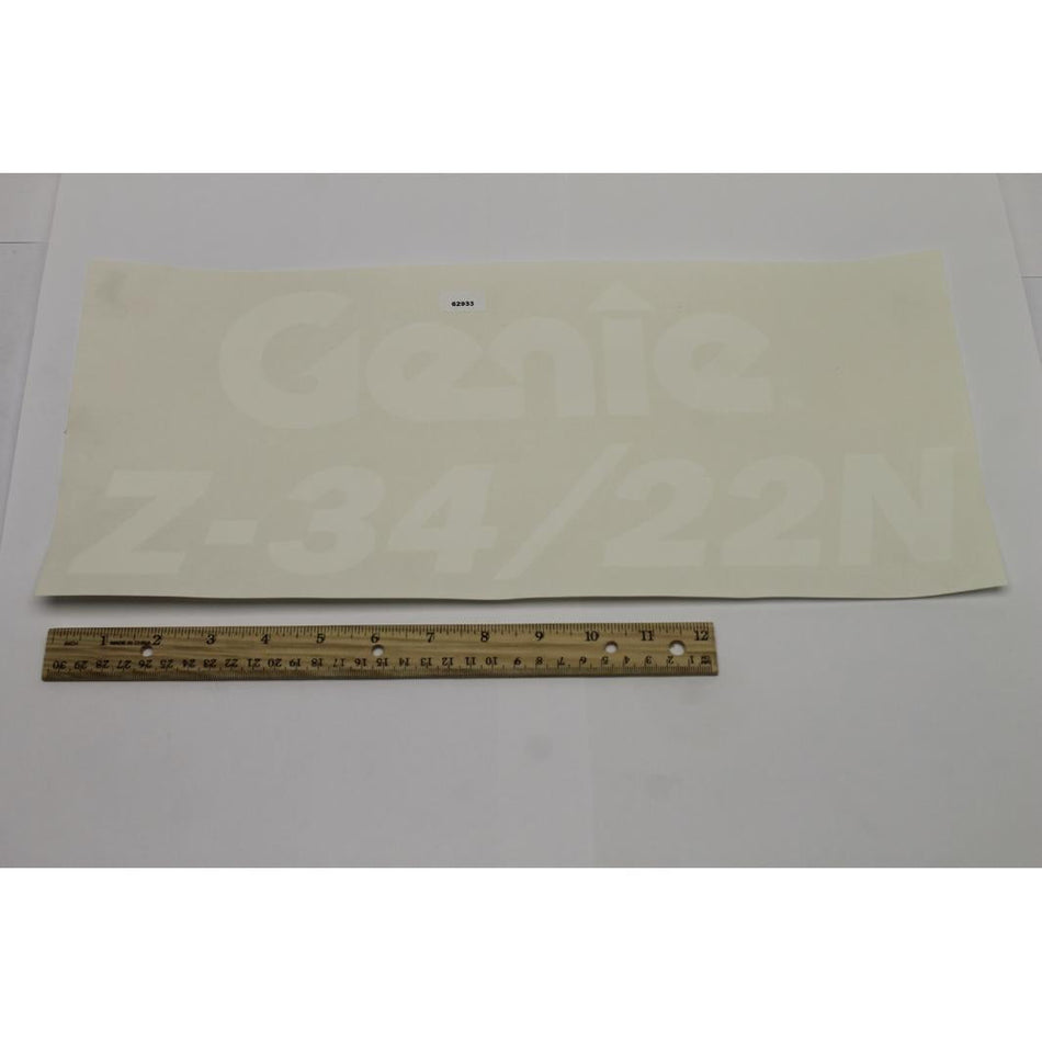 Genie Part # 62933. 62933GT - DECAL. COSM. GENIE Z-34/22N (BOX)