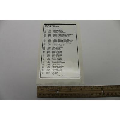 Genie Part # 65053. 65053GT - DECAL. LABEL. FAULT CODES