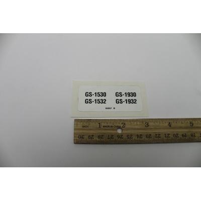 Genie Part # 65057. 65057GT - DECAL. LABEL. GS30/32