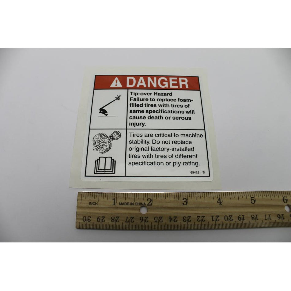 Genie Part # 65428. 65428GT - DECAL. DANGER. TIP-OVER. TIRES