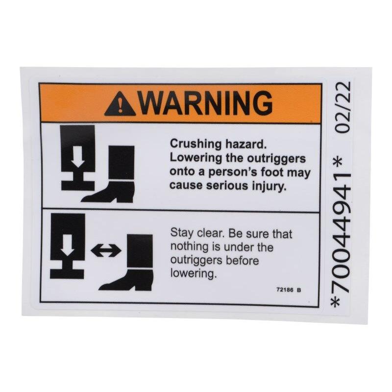 JLG Part # 70044941 - DECAL. WARNING. CRUSHING HAZARD