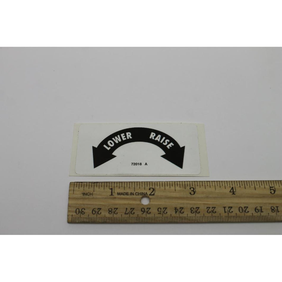 Genie Part # 72018. 72018GT - DECAL.NOTICE.RAISE/LWR WINCH