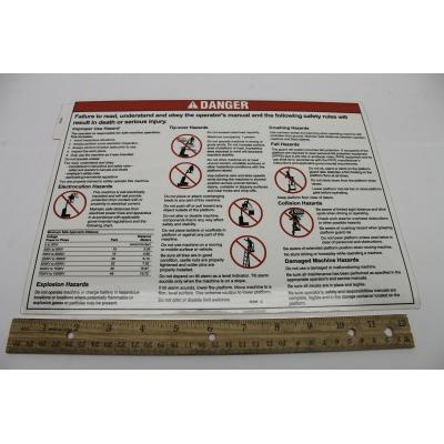 Genie Part # 72141. 72141GT - DECAL. GENERAL SAFETY. RUNABOUT