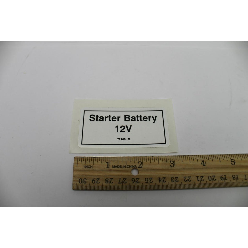 Genie Part # 72168. 72168GT - DECAL.LABEL.STARTER BATTERY