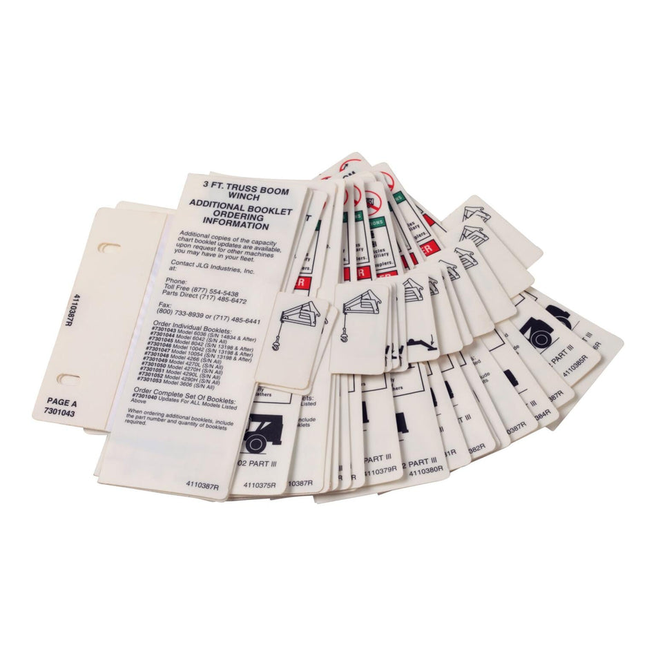 JLG Part # 7301040 - LOAD CHART BOOKLET PAGES TRUSS