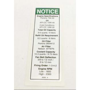 Genie Part # 82202. 82202GT - DECAL. ENGINE SPEC. PERKINS***