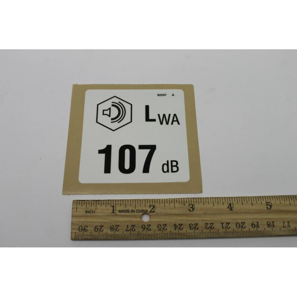 Genie Part # 82247. 82247GT - DECAL. LABEL. 107 DB***