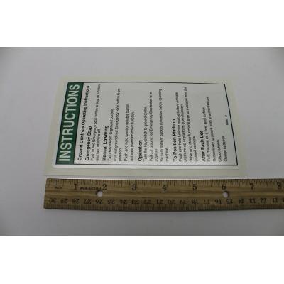 Genie Part # 82263. 82263GT - DECAL. NOTICE. OPER INST. GCP