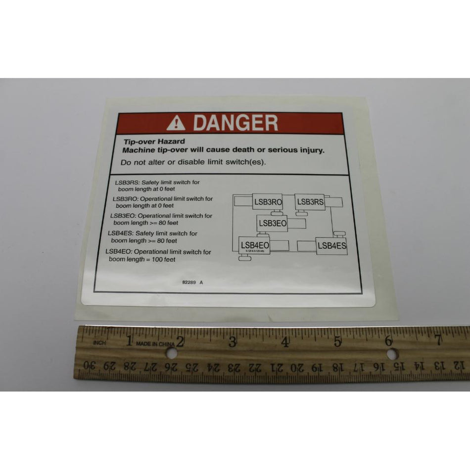 Genie Part # 82289. 82289GT - DECAL. DANGER DO NOT ALTER SWTC
