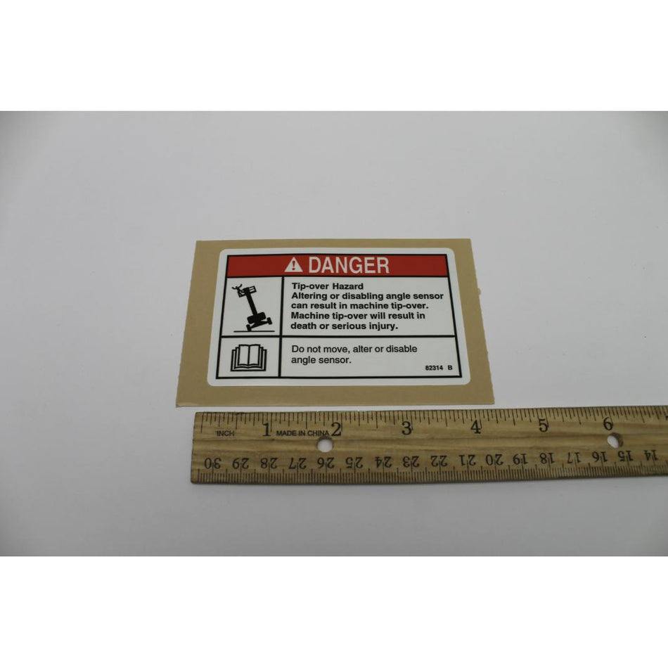Genie Part # 82314. 82314GT - DECAL. DANGER. TIP-OVER