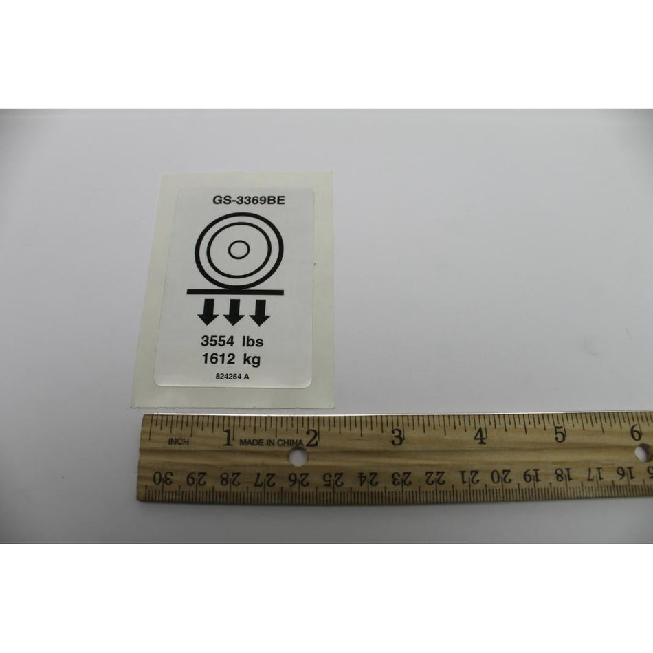 Genie Part # 824264. 824264GT - DECAL. LABEL. WHEEL LD. GS3369BE