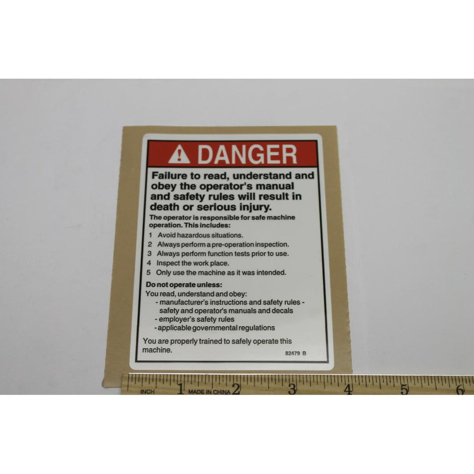 Genie Part # 82479. 82479GT - DECAL. DANGER. GENERAL SAFETY