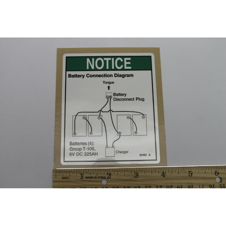 Genie Part # 82492. 82492GT - DECAL. LABEL. BATTERY CONNECTION