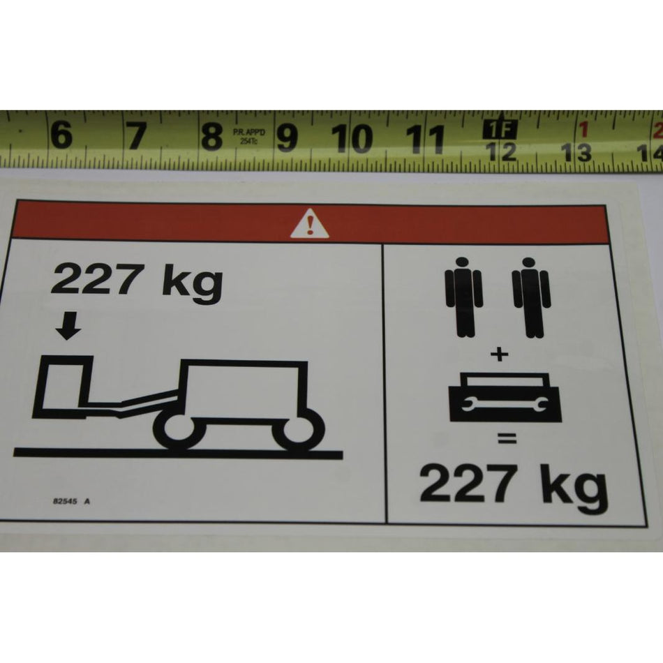 Genie Part # 82545. 82545GT - DECAL. DANGER. MAX LOAD 227 KG