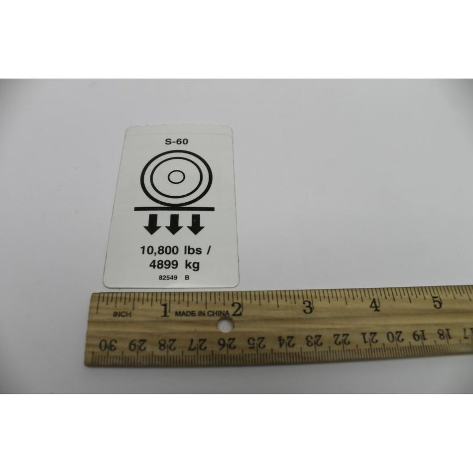 Genie Part # 82549. 82549GT - DECAL. LABEL. WHEEL LOAD S60